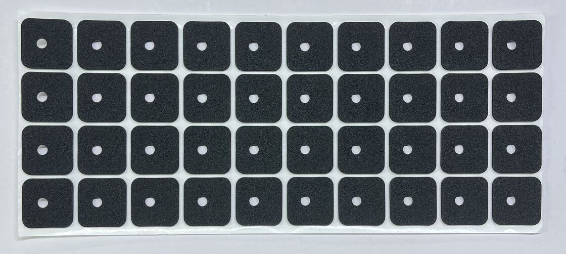 Custom Die-Cut Black EVA Foam Shockproof Pad, Rounded Square with Center Hole, Self-Adhesive Electronic Gasket
